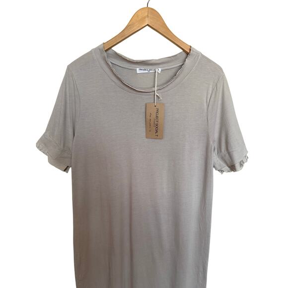 Project Social T Short Sleeve Doe T-Shirt Dress Women’s Size L Gray NWT Linen - Picture 2 of 6